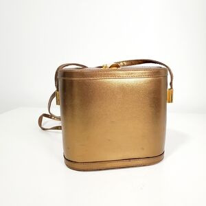 Gold Leather Crossbody Vanity Bag - Women